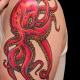 Red Octopus Arm Tattoo | Joel David McClure | Tough Love Studio
