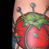 Red Tomato Pincushion Tattoo | Joel David McClure | Tough Love Studio