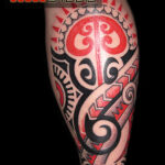 Custom tribal calf tattoo