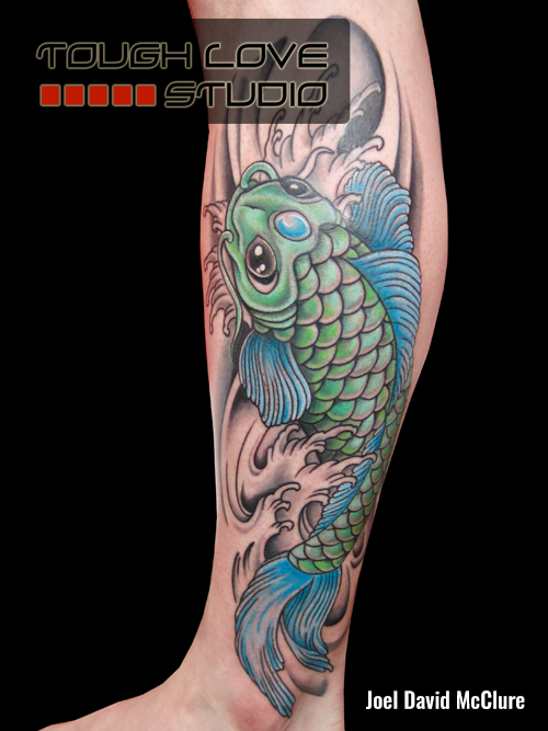 Koi fish leg tattoo