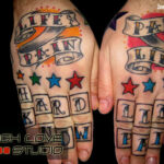 Life Pain Color Hand Tattoo