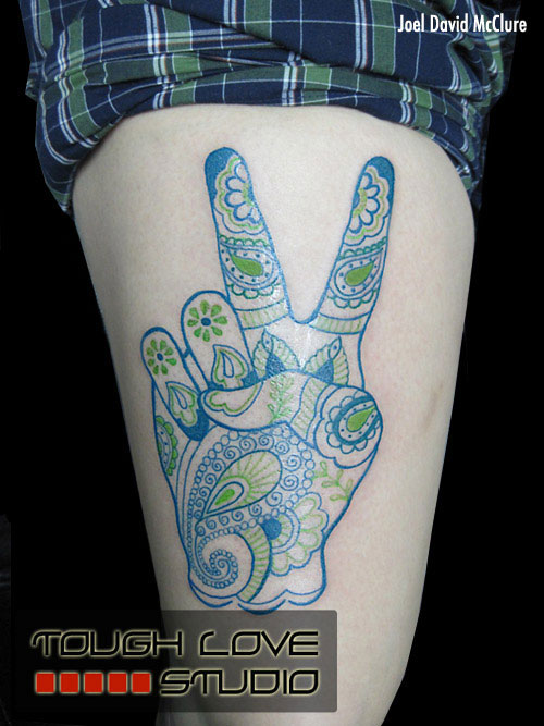 Paisley peace sign tattoo
