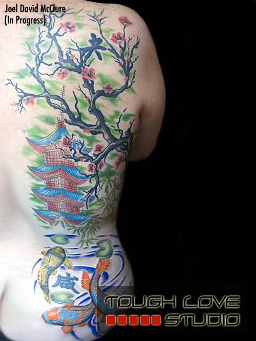 Watercolor plum blossom panel tattoo